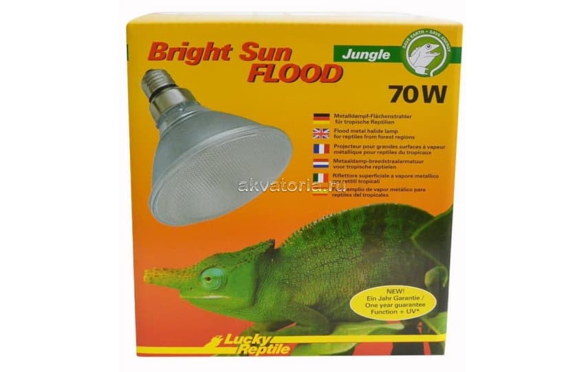 Террариумная ультрафиолетовая лампа Lucky Reptile Bright Sun Flood Jungle UV, металлогалогенная, 70 Вт