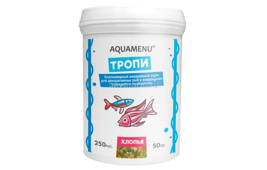 Корм для рыб Aquamenu Тропи, хлопья, 50 г