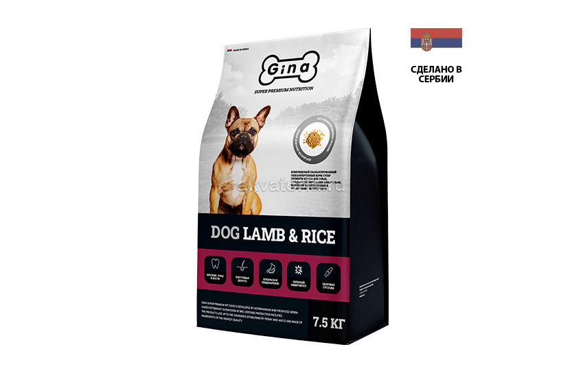 Корм для собак Gina Dog Lamb & Rice, ягнёнок и рис, сухой, 18 кг