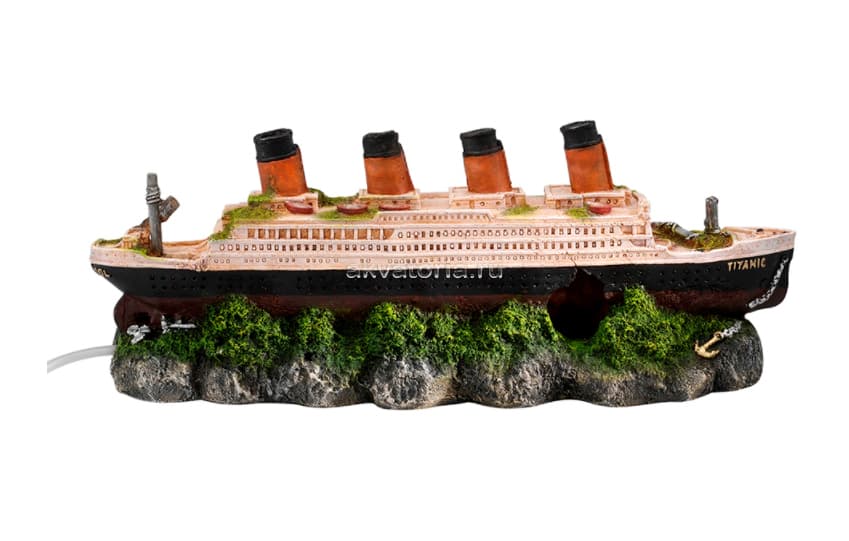 Аквариумная декорация AQUA DELLA «Титаник», с распылителем, 39×11×17см