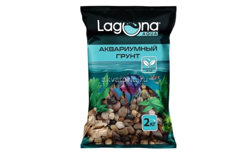 Грунт галька речная Laguna 10101A, меланж, 5-10 мм, 2 кг