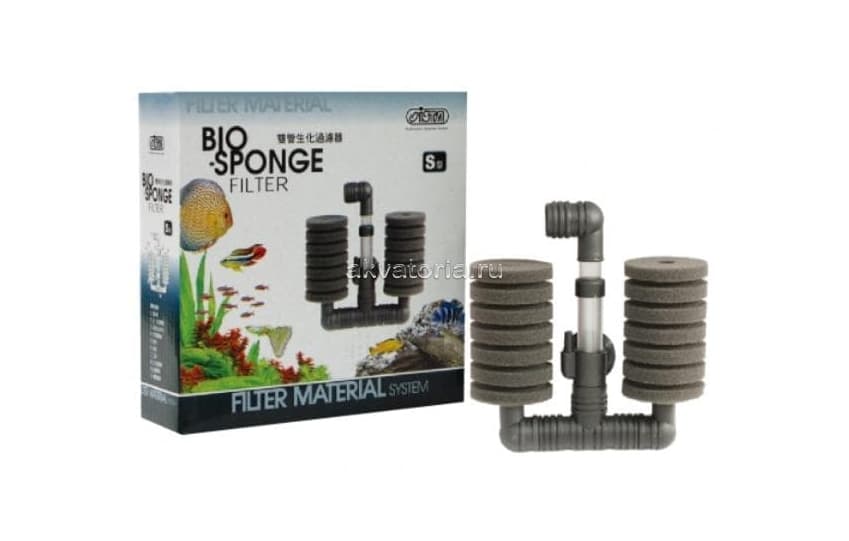 Внутренний аэрлифтный аквариумный фильтр ISTA Bio-Sponge, S, двойной