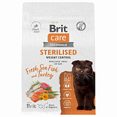 Корм для стерилизованных кошек Brit Care Cat Sterilised Weight Control, рыба и индейка, 7 кг