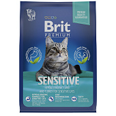 Корм для взрослых кошек Brit Premium Cat Sensitive, ягнёнок и курица, 8 кг