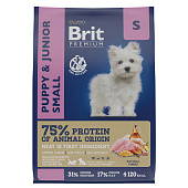 Корм для щенков мелких пород Brit Premium Dog Puppy and Junior Small, курица, 3 кг