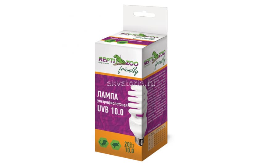 Террариумная ультрафиолетовая лампа Repti-Zoo Friendly UVB 10.0, 20 Вт