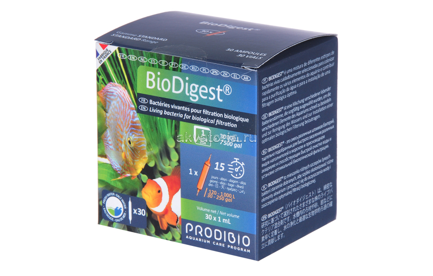 Prodibio BioDigest гиперконцентрированный бактериальный препарат для запуска аквариума, 30 шт